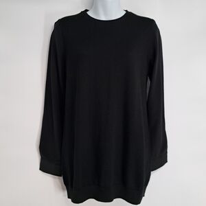 COS Black Wool‎ Silk Blend Crew Neck Mixed Media Minimalist Sweater Size Small